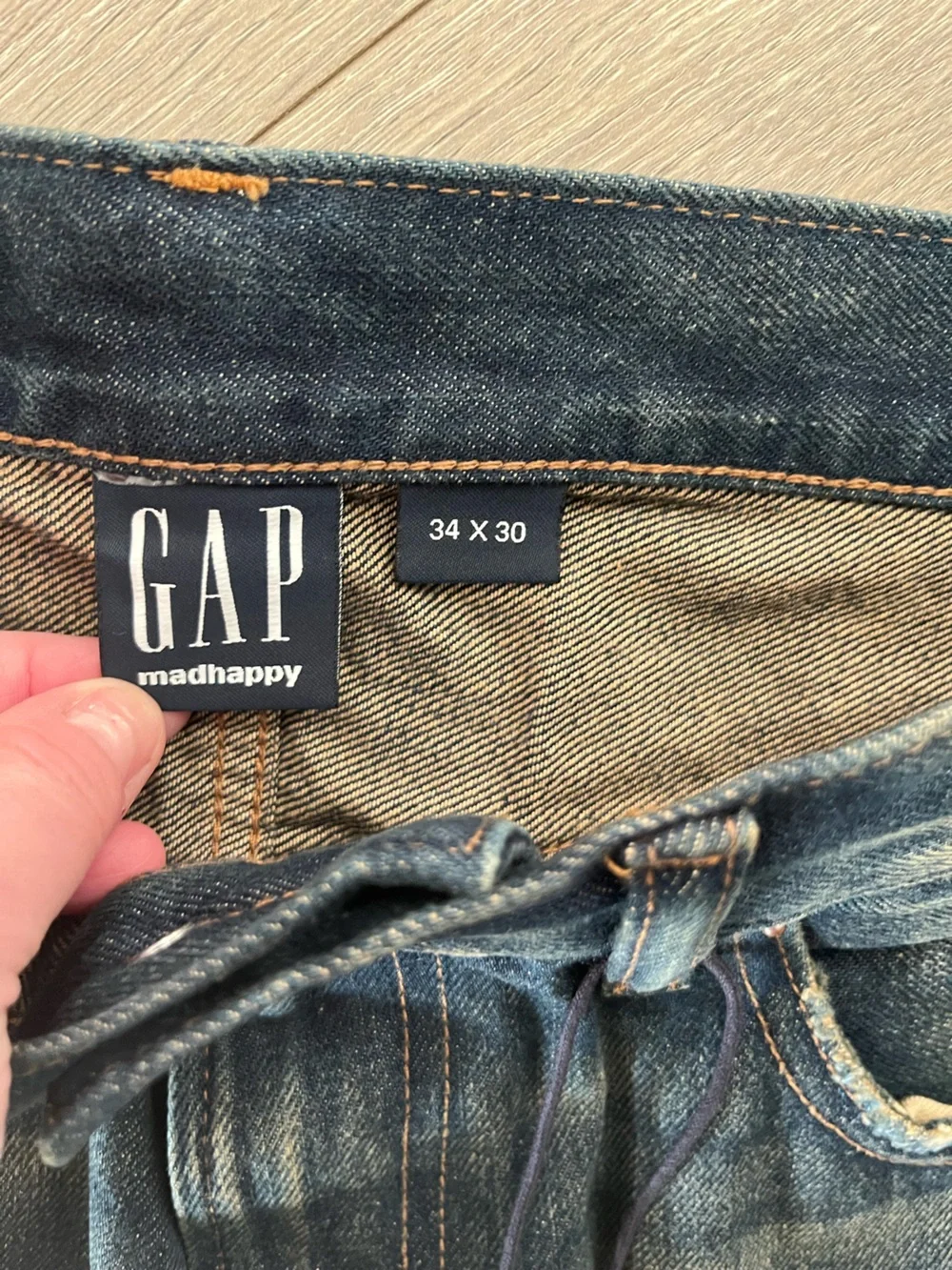 NWT GAP x MadHappy Collab Mens Distressed Dark Blue Jeans Size 34 x 30 & 32x30